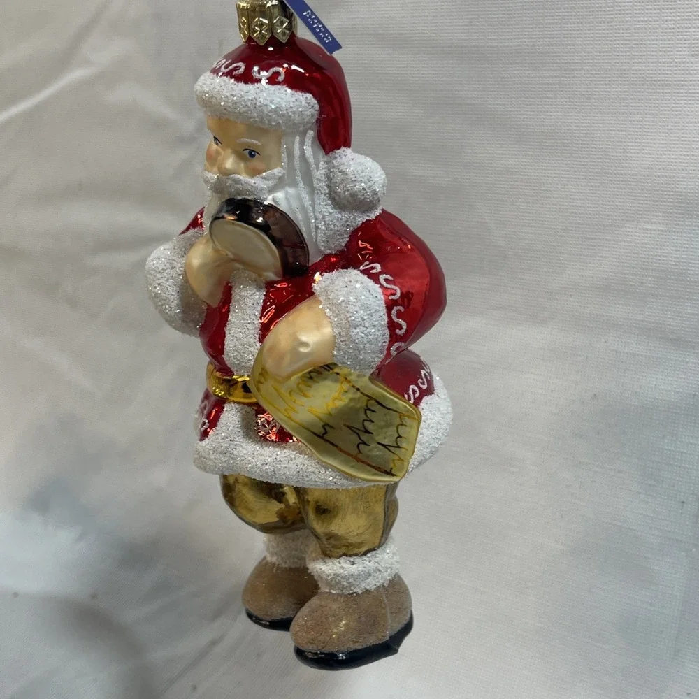 Blown Glass Santa Christmas Ornament 6.5